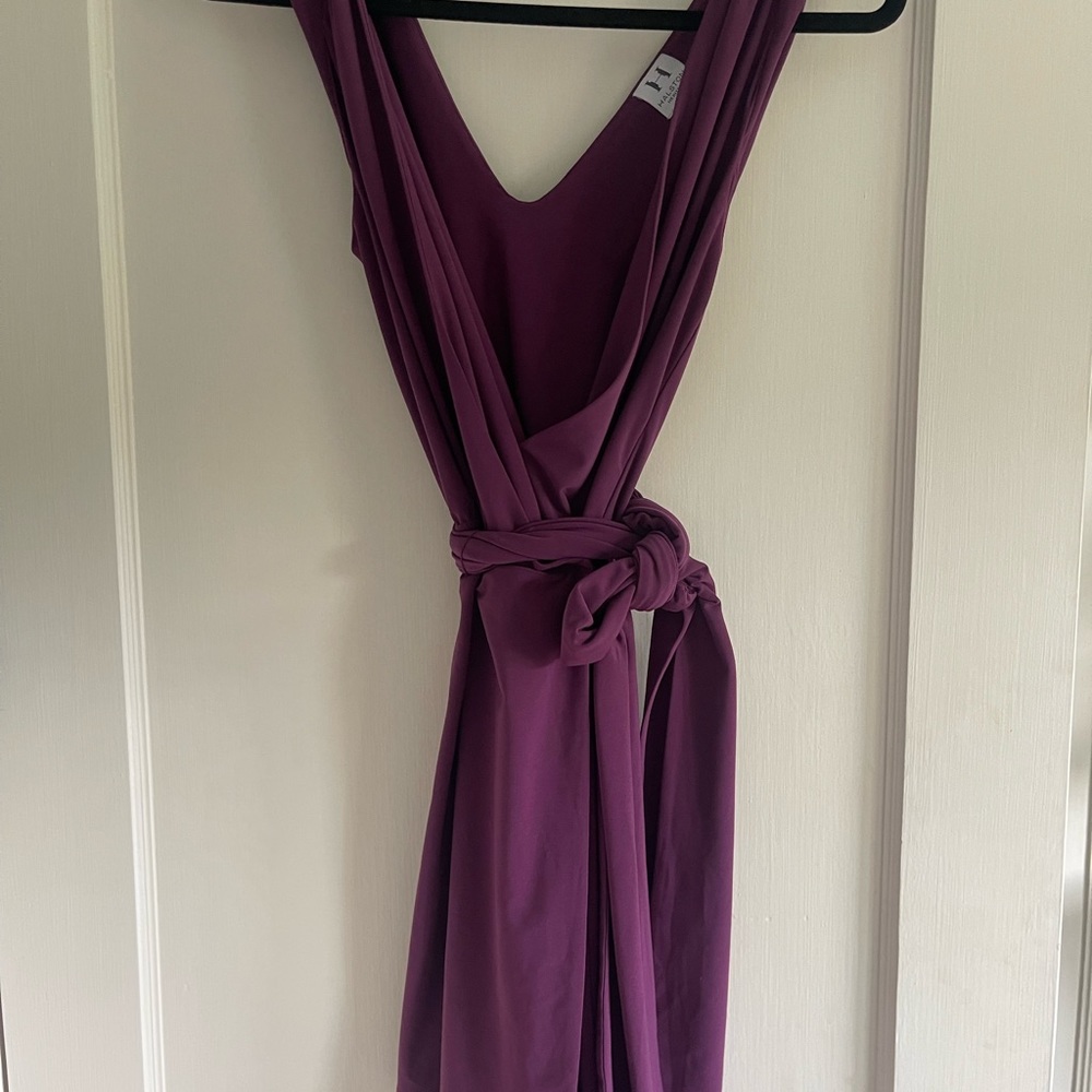Halston Heritage purple jersey wrap dress